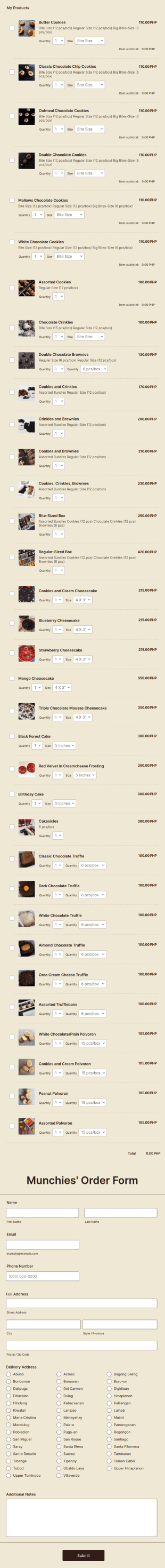 Bakery Order Form Template