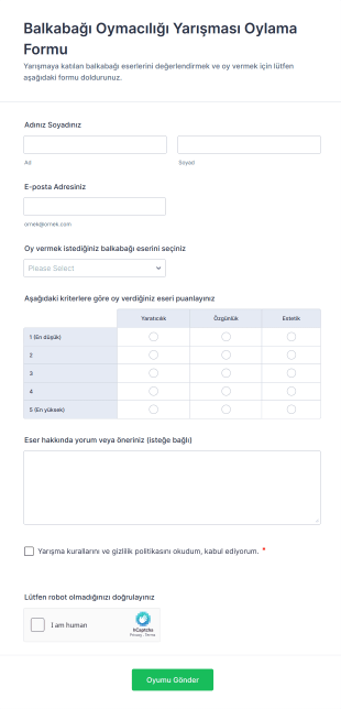 Balkabağı Oymacılığı Yarışması Oylama Form Şablonu