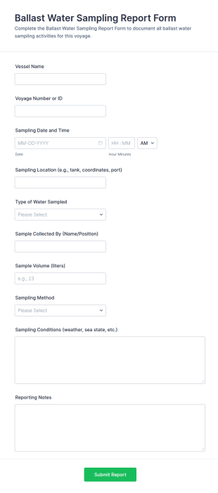 Ballast Water Sampling Report Form Template