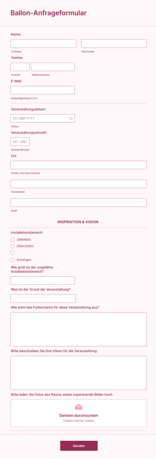 Ballon Anfrageformular