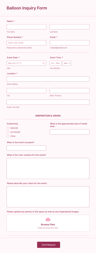 Balloon Inquiry Form Template