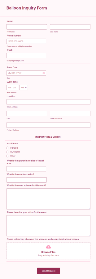 Balloon Inquiry Form Template