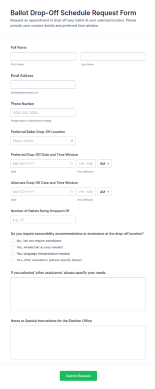 Ballot Drop Off Schedule Request Form Template