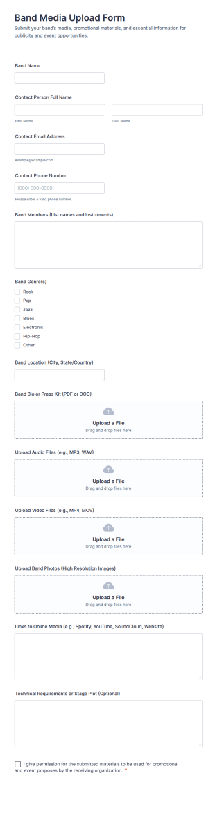 Band Media Upload Form Template
