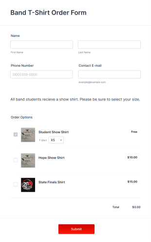 Band T Shirt Order Form Template