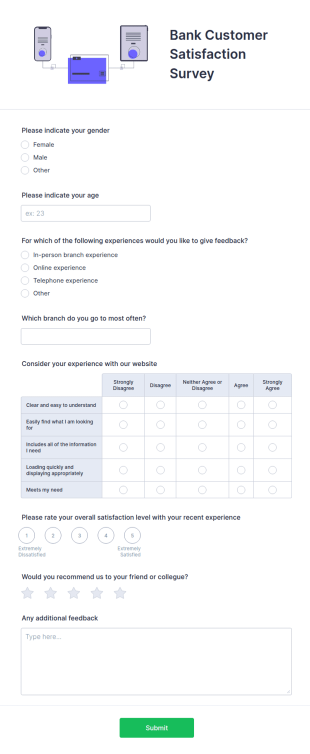 Bank Customer Satisfaction Survey Form Template