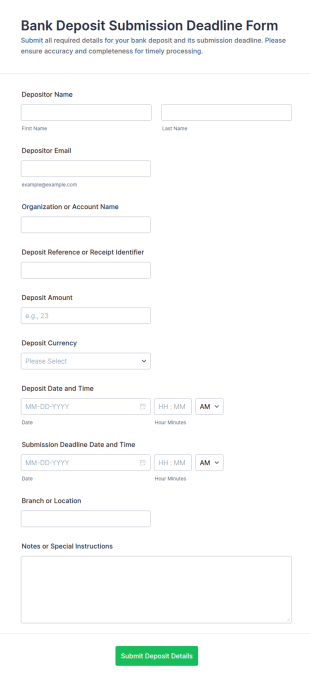 Bank Deposit Submission Deadline Form Template