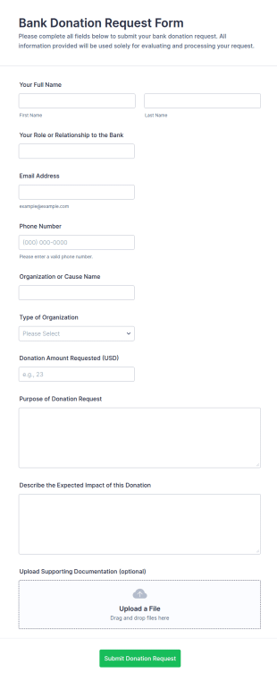 Bank Donation Request Form Template
