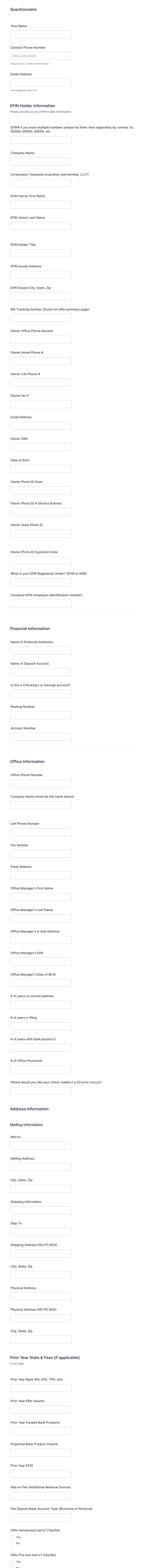 Bank Enrollment Form Template