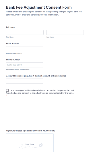 Bank Fee Adjustment Consent Form Template