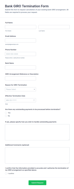 Bank GIRO Termination Form Template