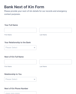 Bank Next Of Kin Form Template
