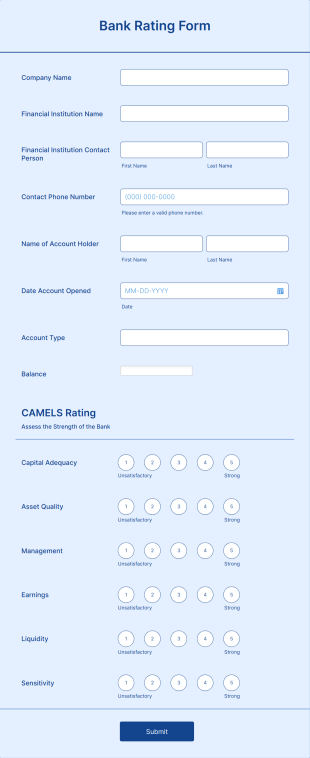 Bank Rating Form Template