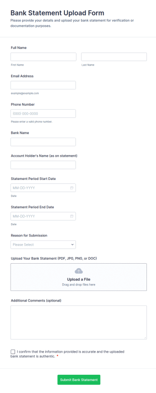 Bank Statement Upload Form Template
