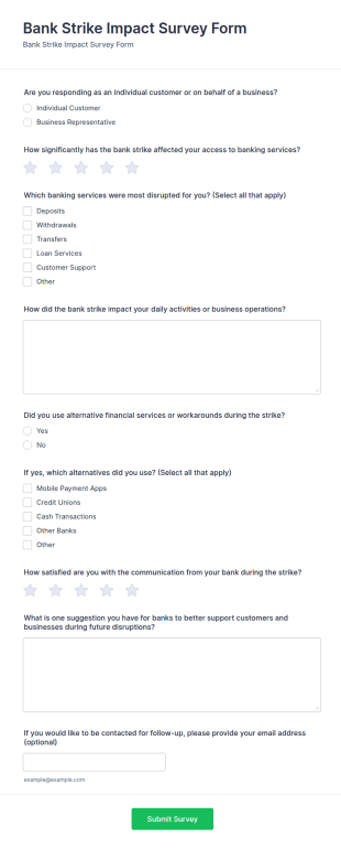 Bank Strike Impact Survey Form Template