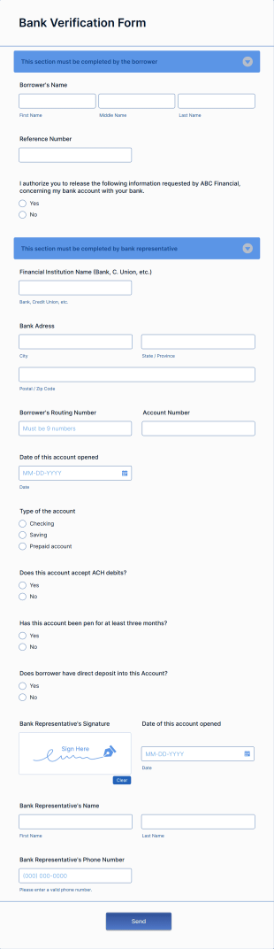 Bank Verification Form Template