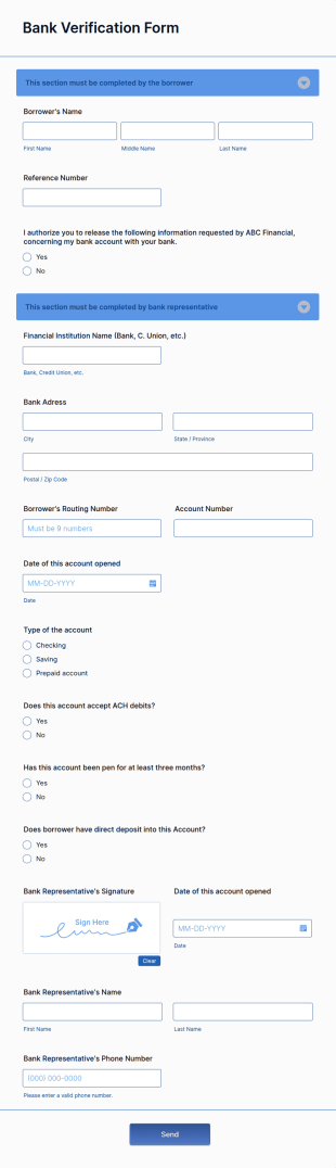 Bank Verification Form Template