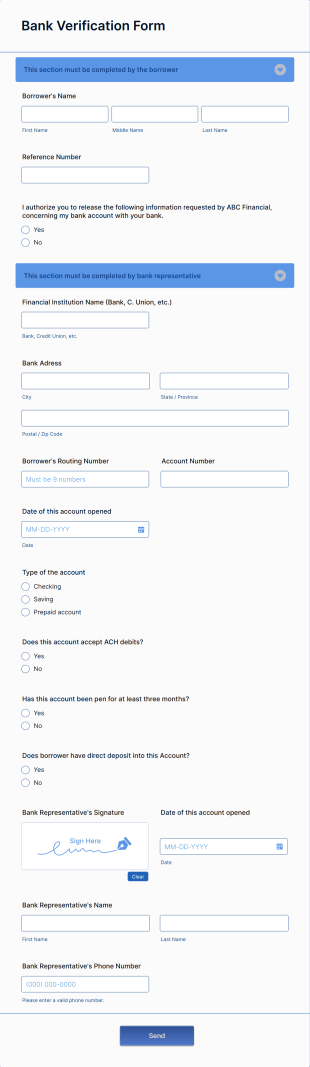 Bank Verification Form Template