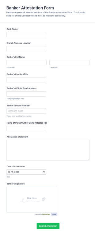 Banker Attestation Form Template