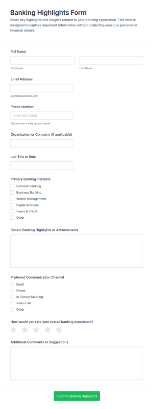 Banking Highlights Form Template