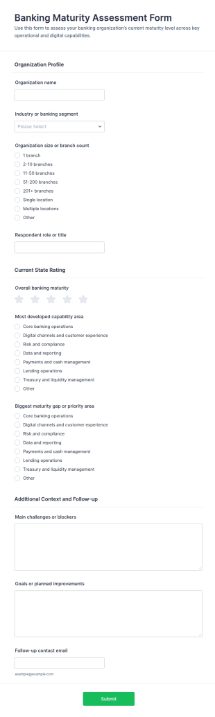Banking Maturity Assessment Survey Form Template