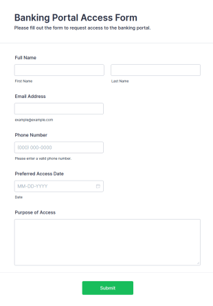 Banking Portal Access Form Template