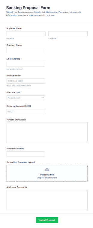 Banking Proposal Form Template