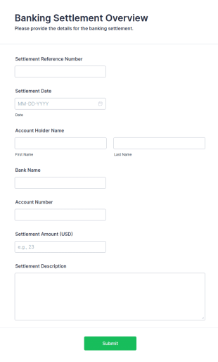Banking Settlement Overview Form Template