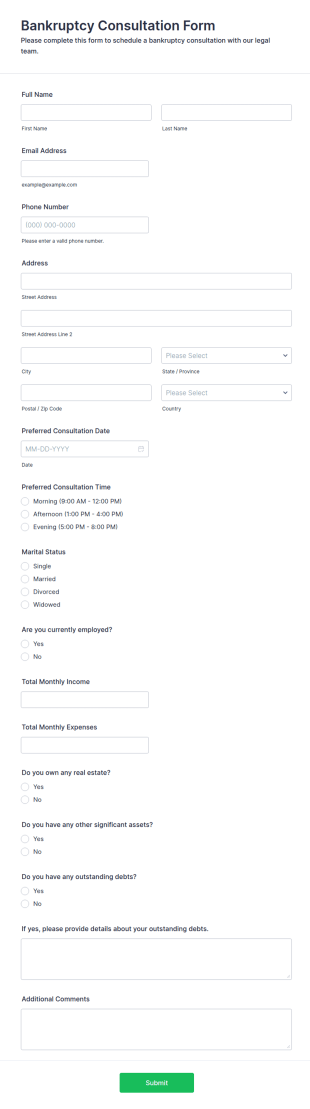 Bankruptcy Consultation Form Template