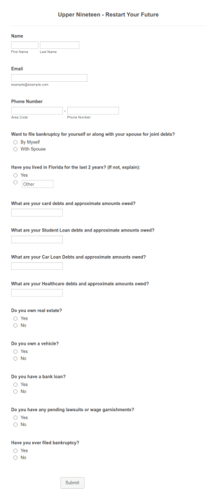 Bankruptcy Survey Form Template