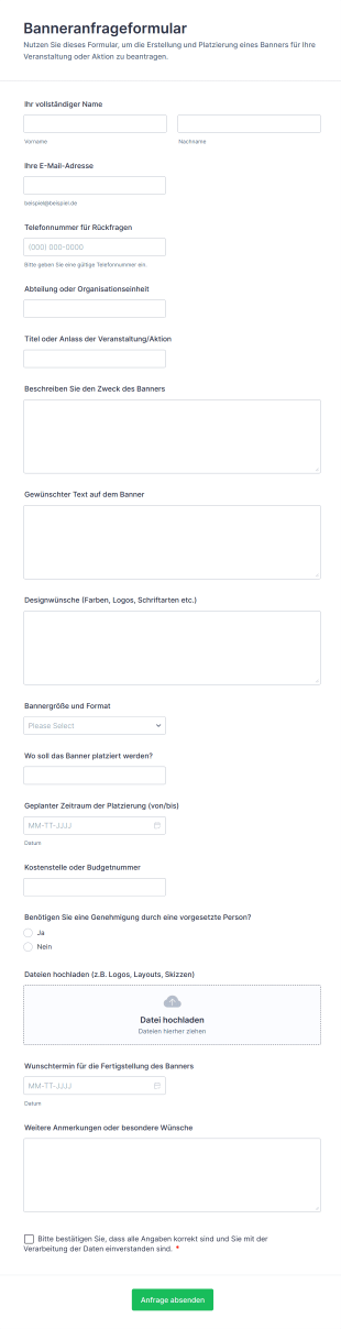 Banneranfrageformular