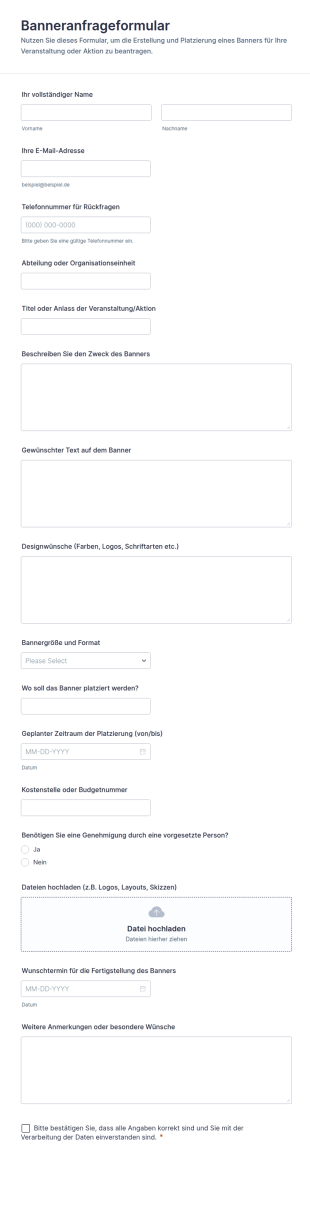 Banneranfrageformular