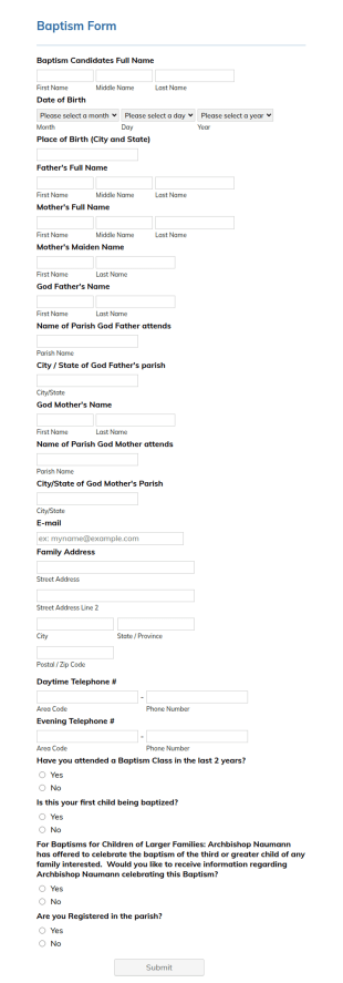 Baptism Form Divine Mercy