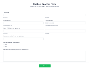 Baptism Sponsor Form Template