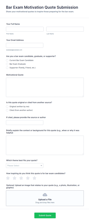 Bar Exam Motivation Quote Submission Form Template