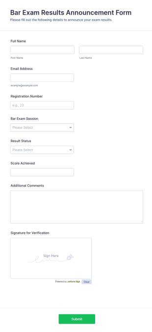 Bar Exam Results Announcement Form Template