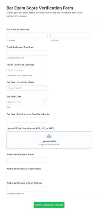 Bar Exam Score Verification Form Template