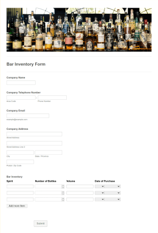 Stock Inventory Form Template | Jotform