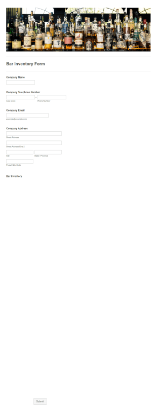 Bar Inventory Form Template