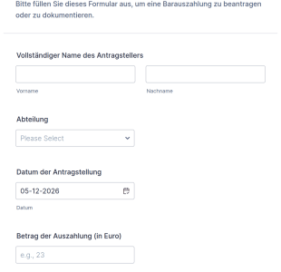 Barauszahlungsformular