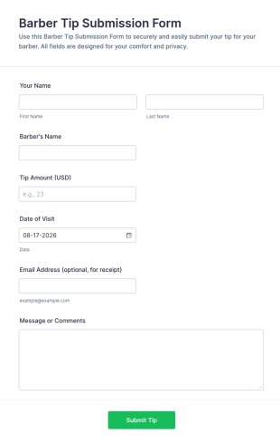 Barber Tip Submission Form Template