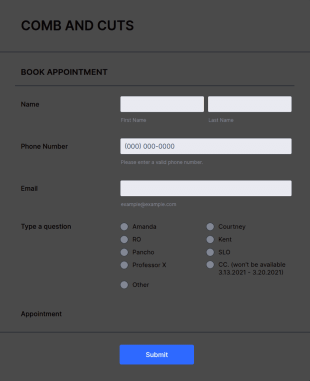 Barbers Form Template