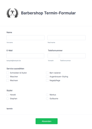 Barbershop Termin Formular Form Template