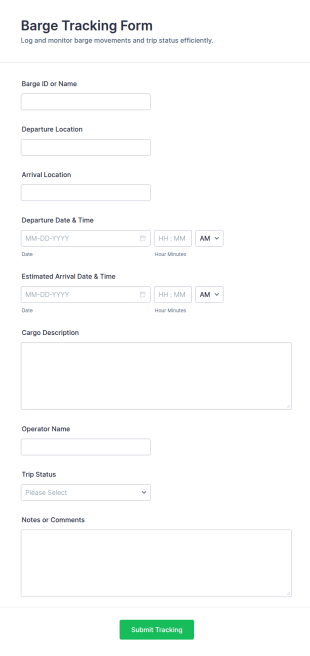 Barge Tracking Form Template
