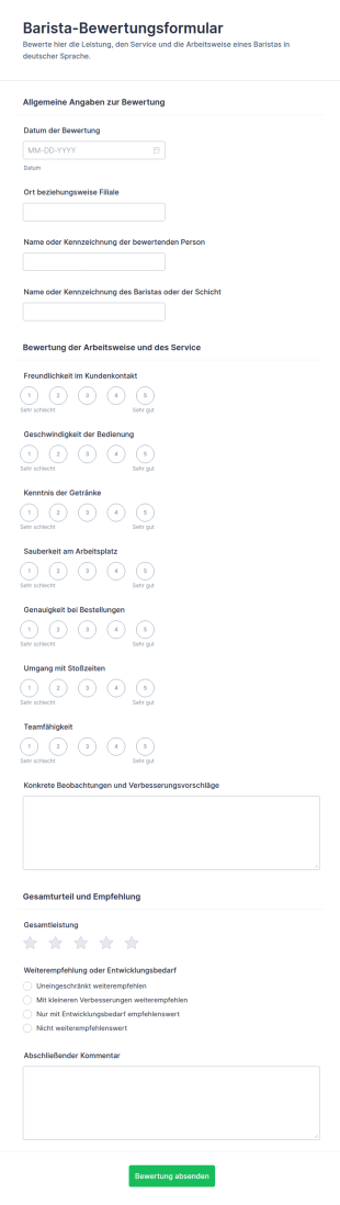 Barista Bewertungsbogen