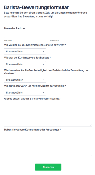 Barista Bewertungsformular