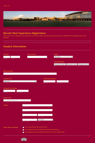 Barrett West Experience Form Template