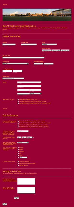Barrett West Experience Form Template