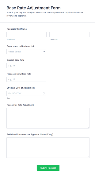 Base Rate Adjustment Form Template