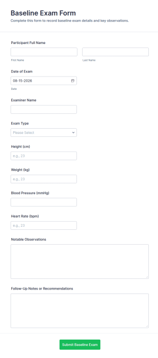 Baseline Exam Form Template